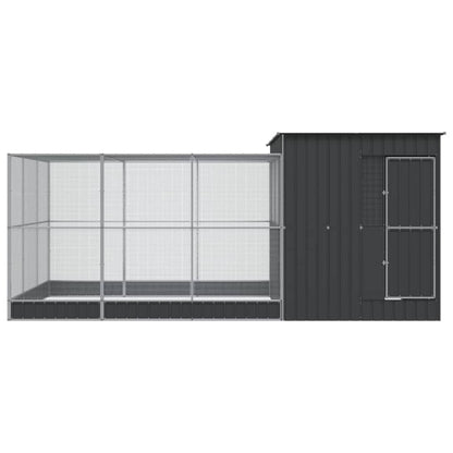 Aviary with Extension Silver Steel 497 cm 303 cm
