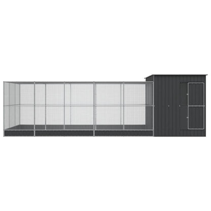 Aviary with Extension Silver Steel 704 cm 303 cm