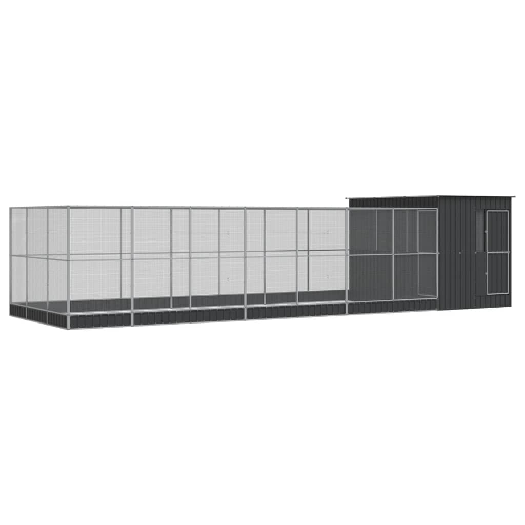 Aviary with Extension Silver Steel 911 cm 303 cm