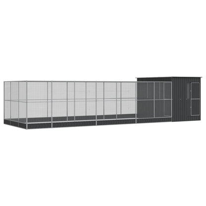 Aviary with Extension Silver Steel 911 cm 303 cm