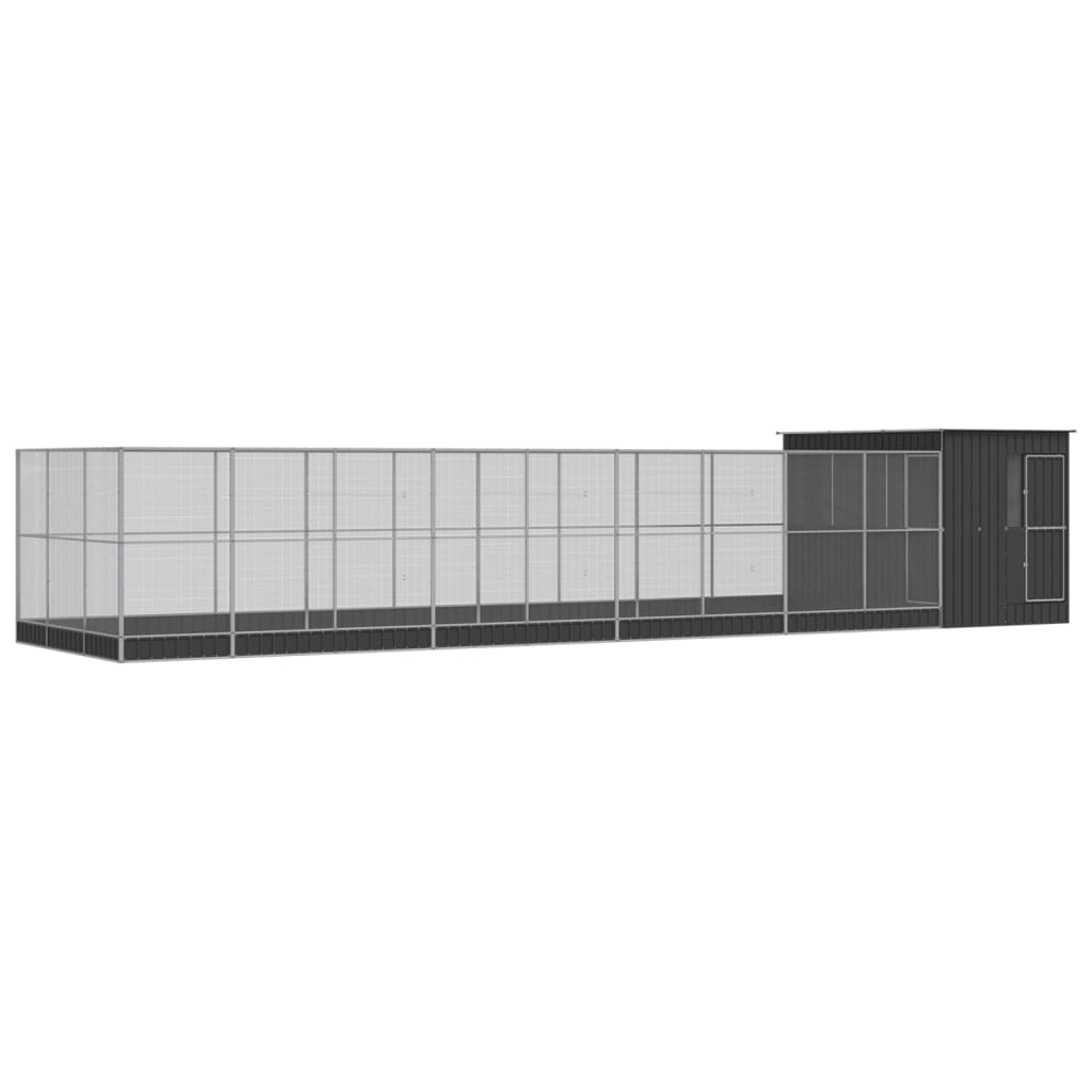 vidaXL Aviary with Extension Silver 1118x303x216 cm Steel 2