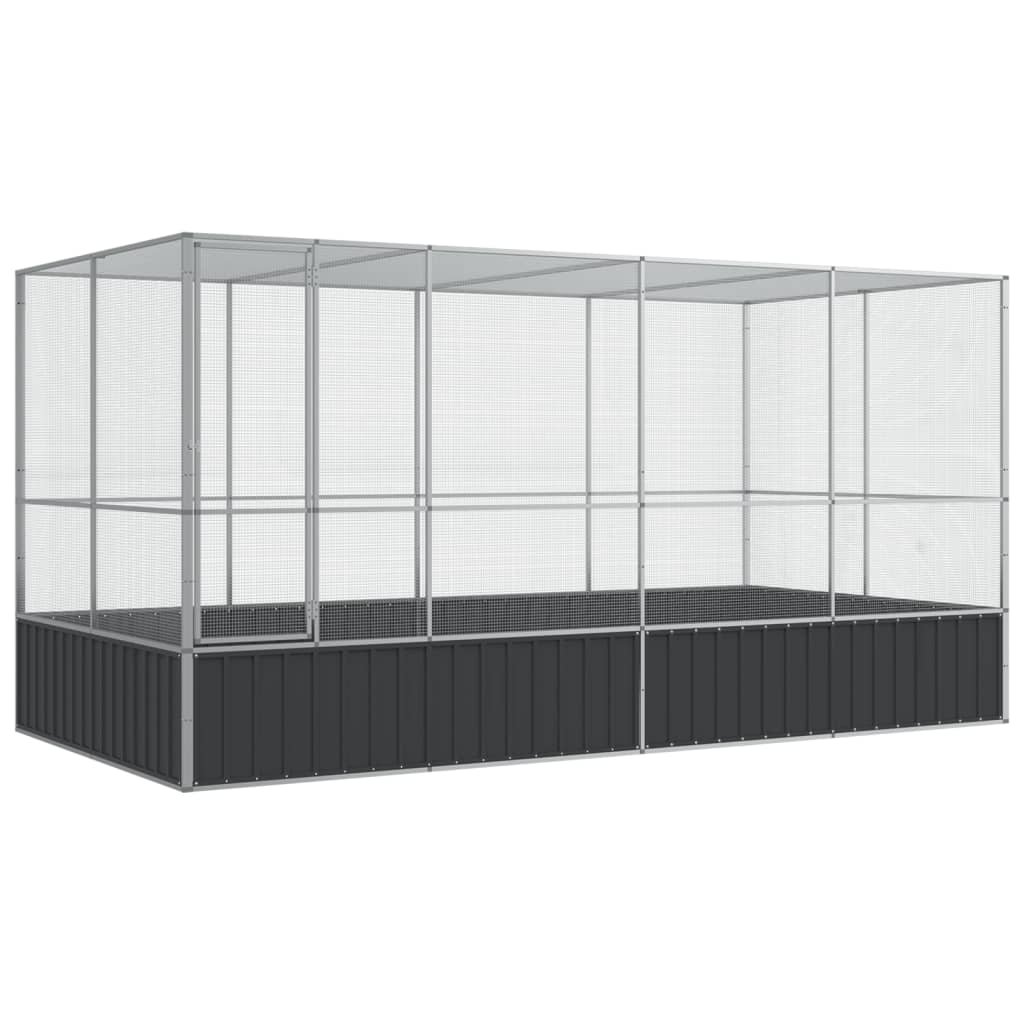 vidaXL Aviary with Extension Silver 418x207x212 cm Steel 2