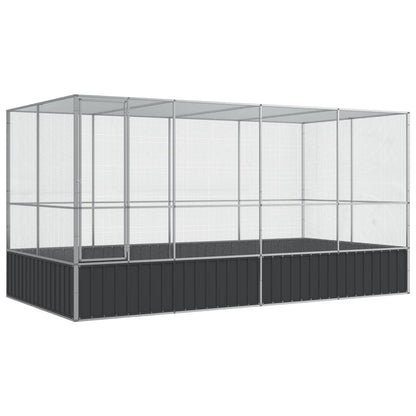 vidaXL Aviary with Extension Silver 418x207x212 cm Steel 2