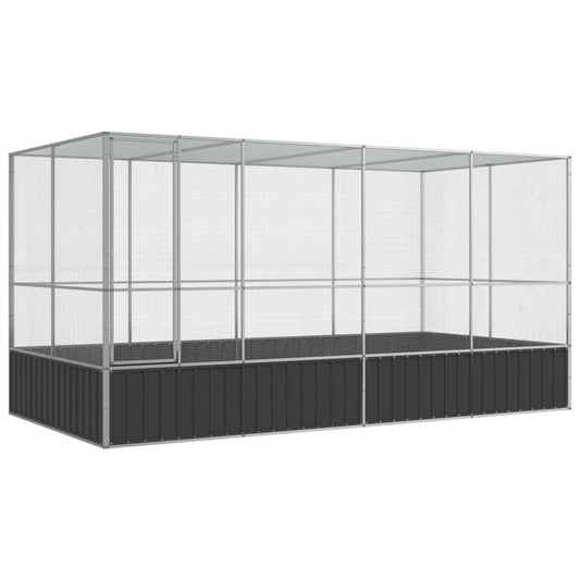 vidaXL Aviary with Extension Silver 418x207x212 cm Steel 2
