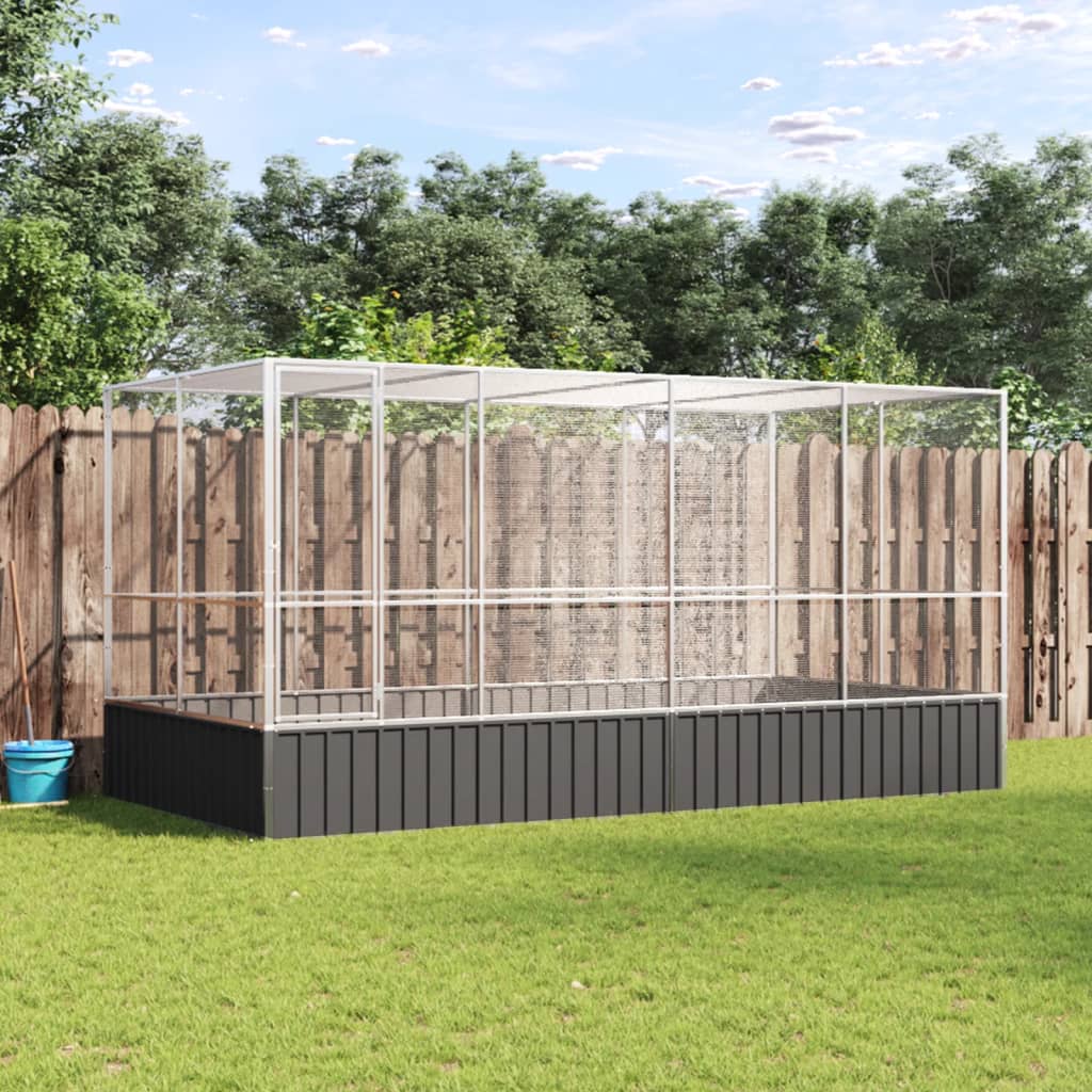 vidaXL Aviary with Extension Silver 418x207x212 cm Steel 1