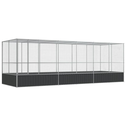 Aviary with Extension Silver Steel 625 cm 207 cm