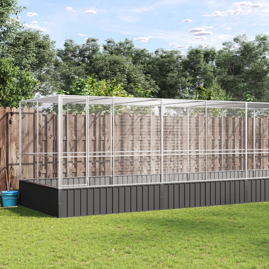 vidaXL Aviary with Extension Silver 625x207x212 cm Steel 1