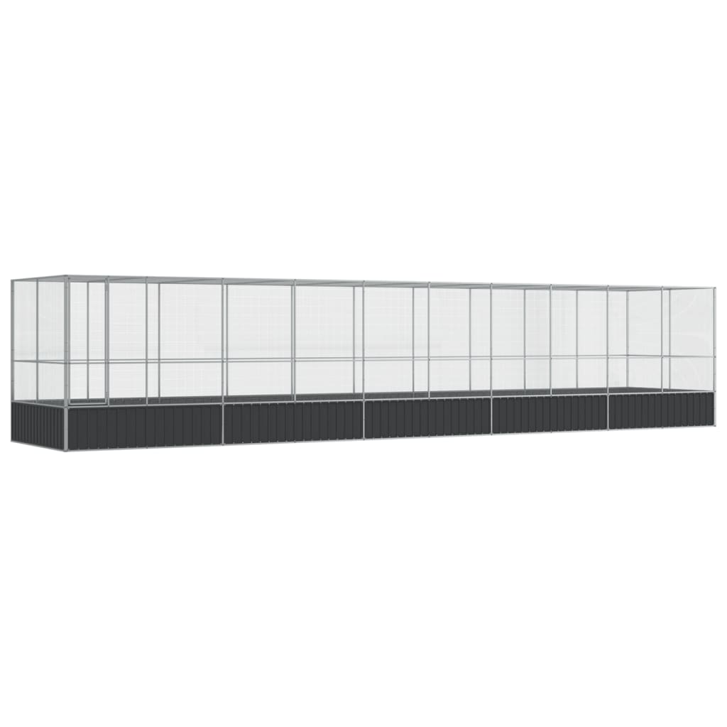 vidaXL Aviary with Extension Silver 1039x207x212 cm Steel 2
