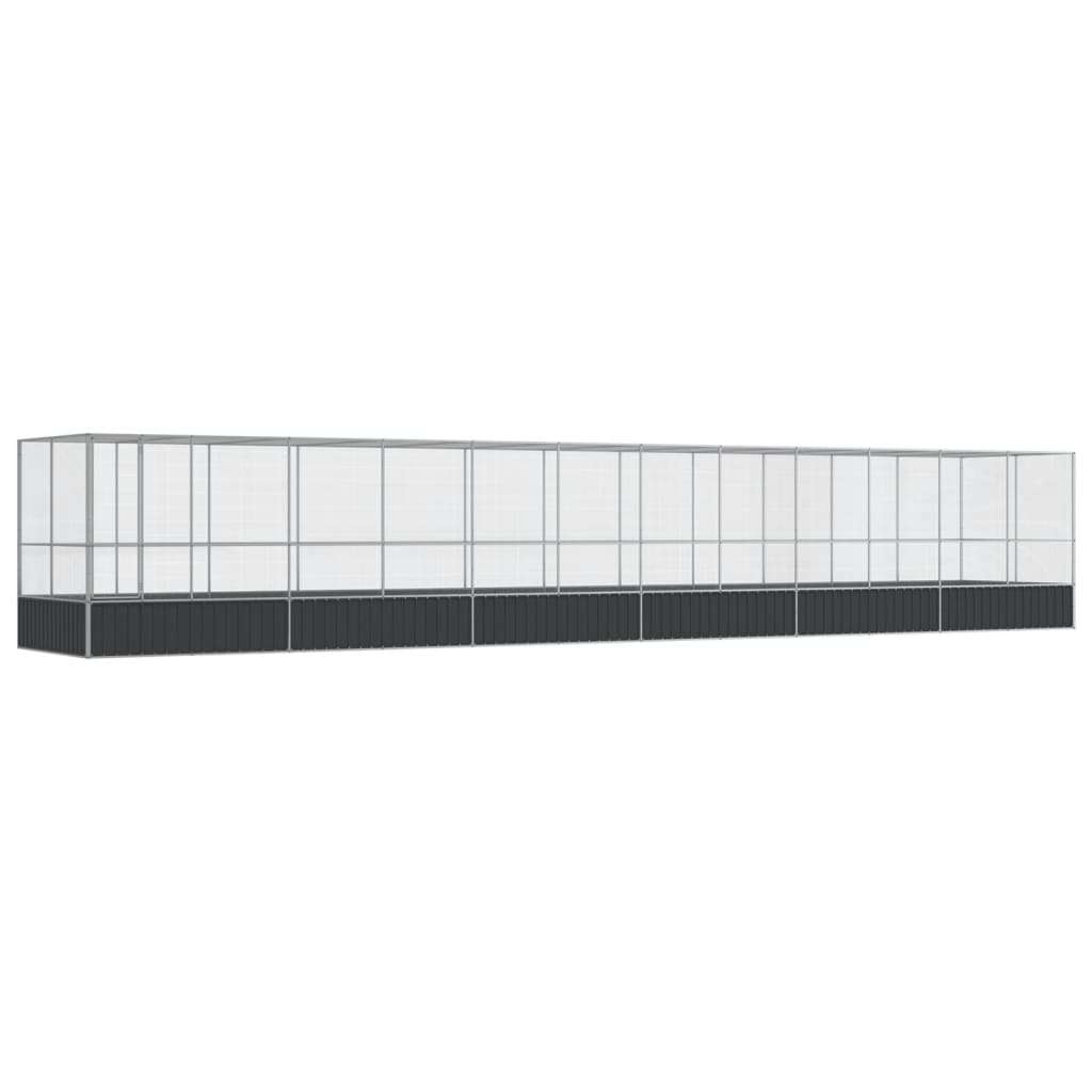 Aviary with Extension Silver Steel 1246 cm 207 cm
