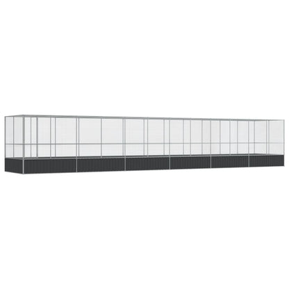 Aviary with Extension Silver Steel 1246 cm 207 cm