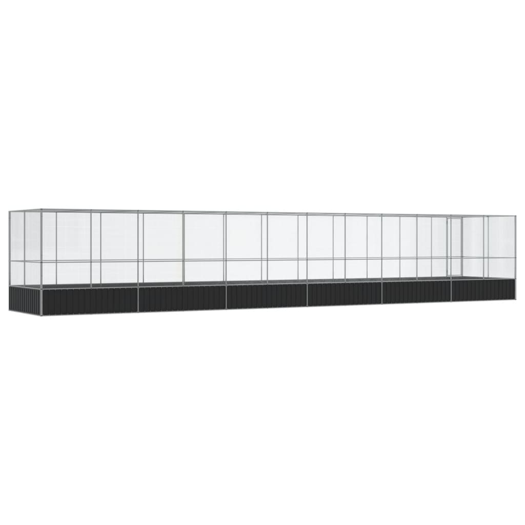 vidaXL Aviary with Extension Silver 1246x207x212 cm Steel 5