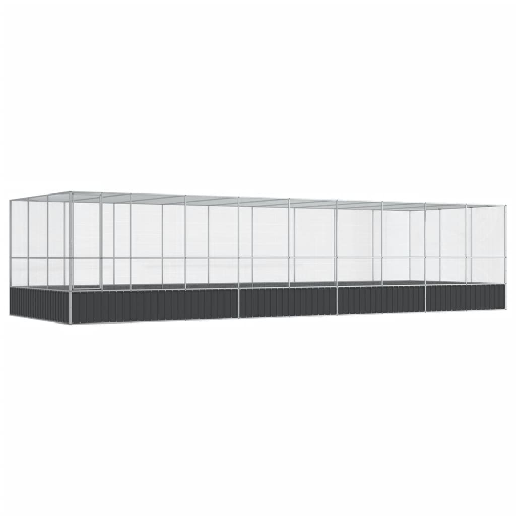 Aviary with Extension Silver Steel 932 cm 307 cm