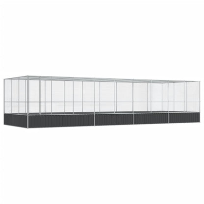 Aviary with Extension Silver Steel 932 cm 307 cm
