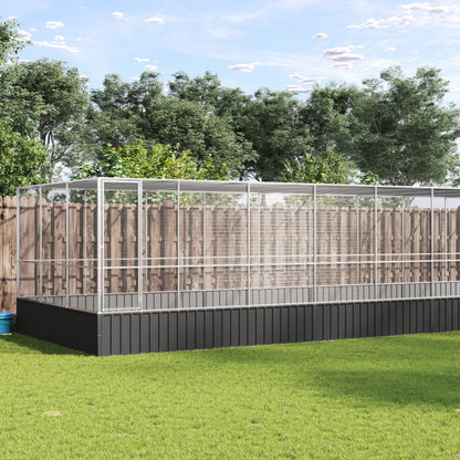 vidaXL Aviary with Extension Silver 1139x307x212 cm Steel 1