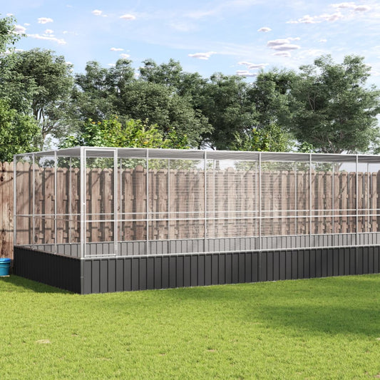 vidaXL Aviary with Extension Silver 1139x307x212 cm Steel 1