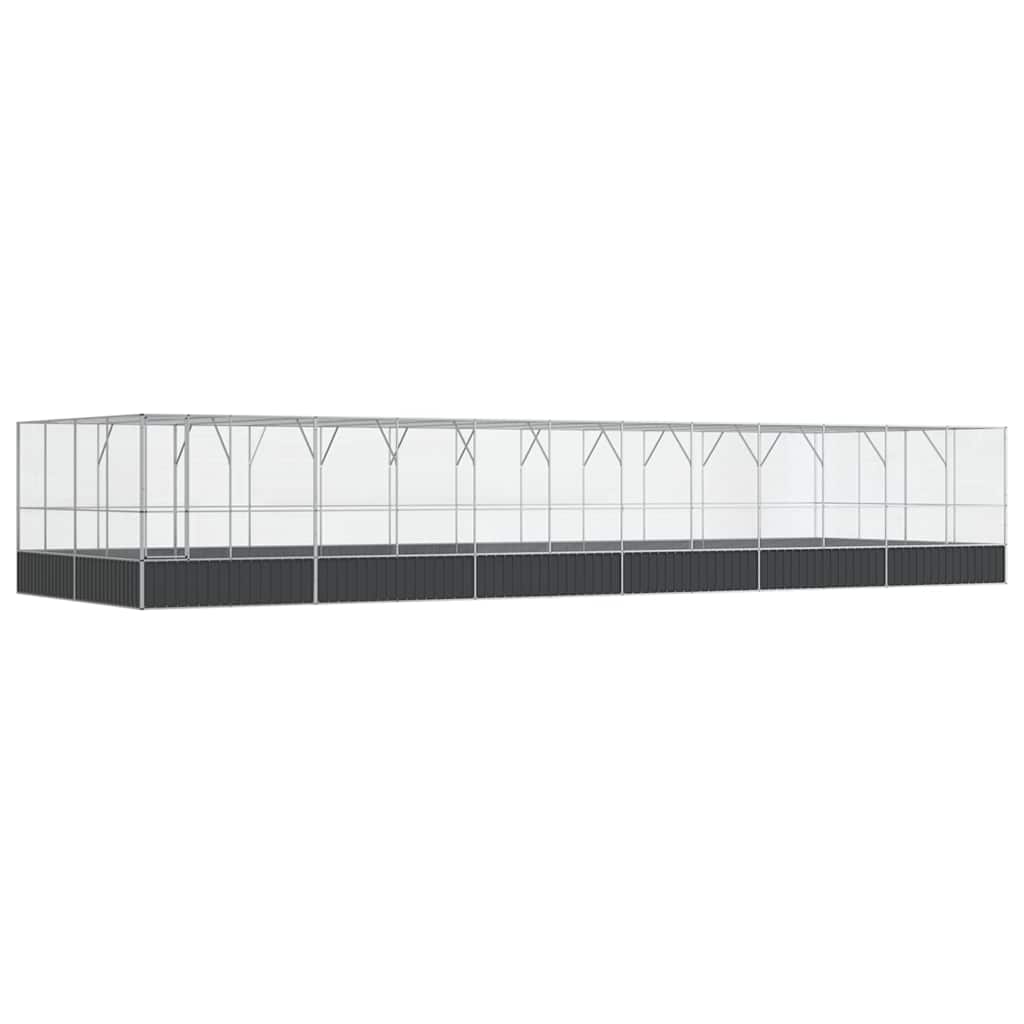 vidaXL Aviary with Extension Silver 1246x414x212 cm Steel 2