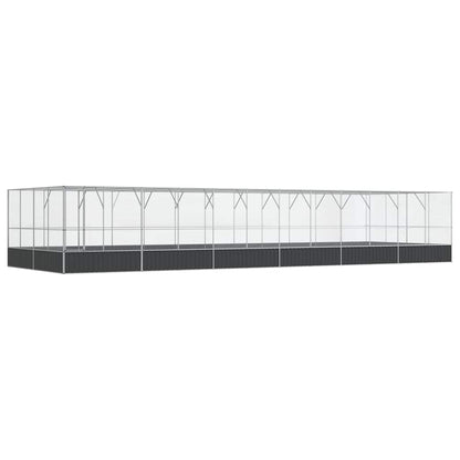 Aviary with Extension Silver Steel 1246 cm 414 cm