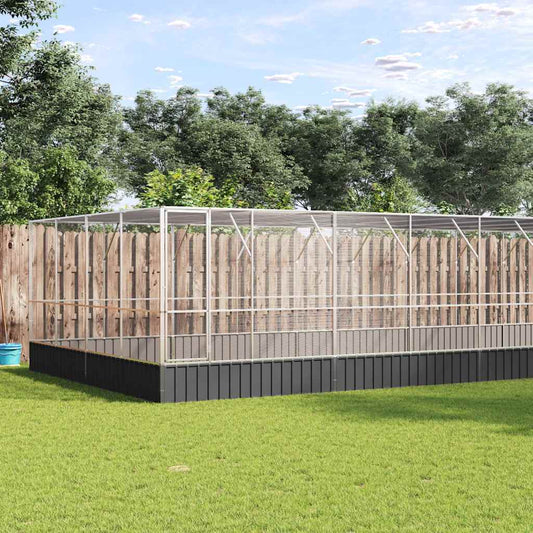 vidaXL Aviary with Extension Silver 1246x414x212 cm Steel 1