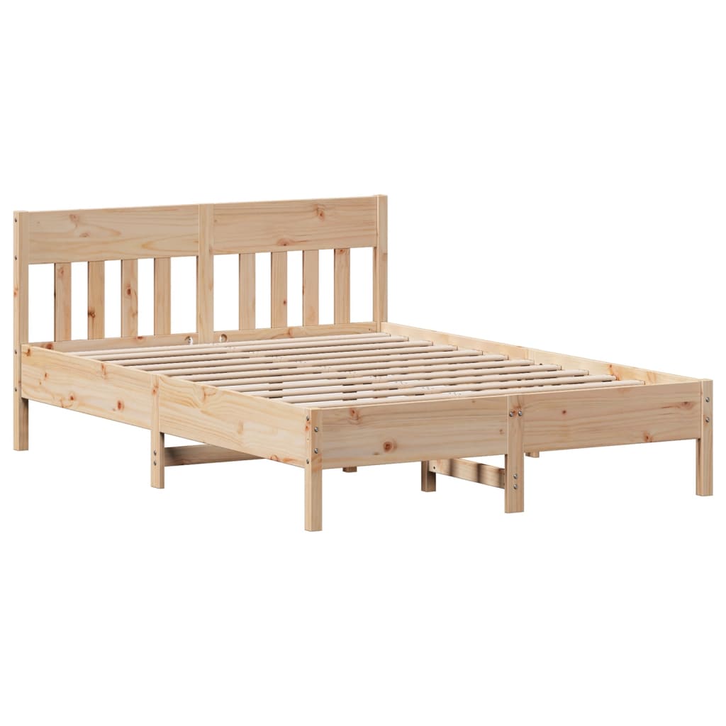 Bed Frame without Mattress Solid Wood Pine Length 200 cm Natural 140 cm