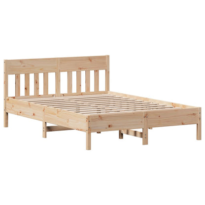 Bed Frame without Mattress Solid Wood Pine Length 200 cm Natural 140 cm