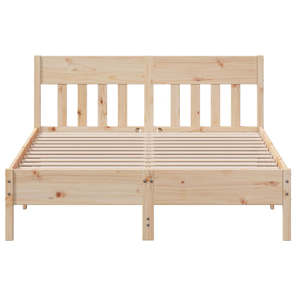 Bed Frame without Mattress Solid Wood Pine Length 200 cm Natural 140 cm