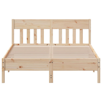 Bed Frame without Mattress Solid Wood Pine Length 200 cm Natural 140 cm