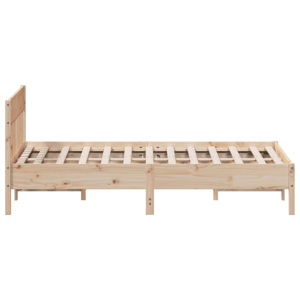 Bed Frame without Mattress Solid Wood Pine Length 200 cm Natural 140 cm