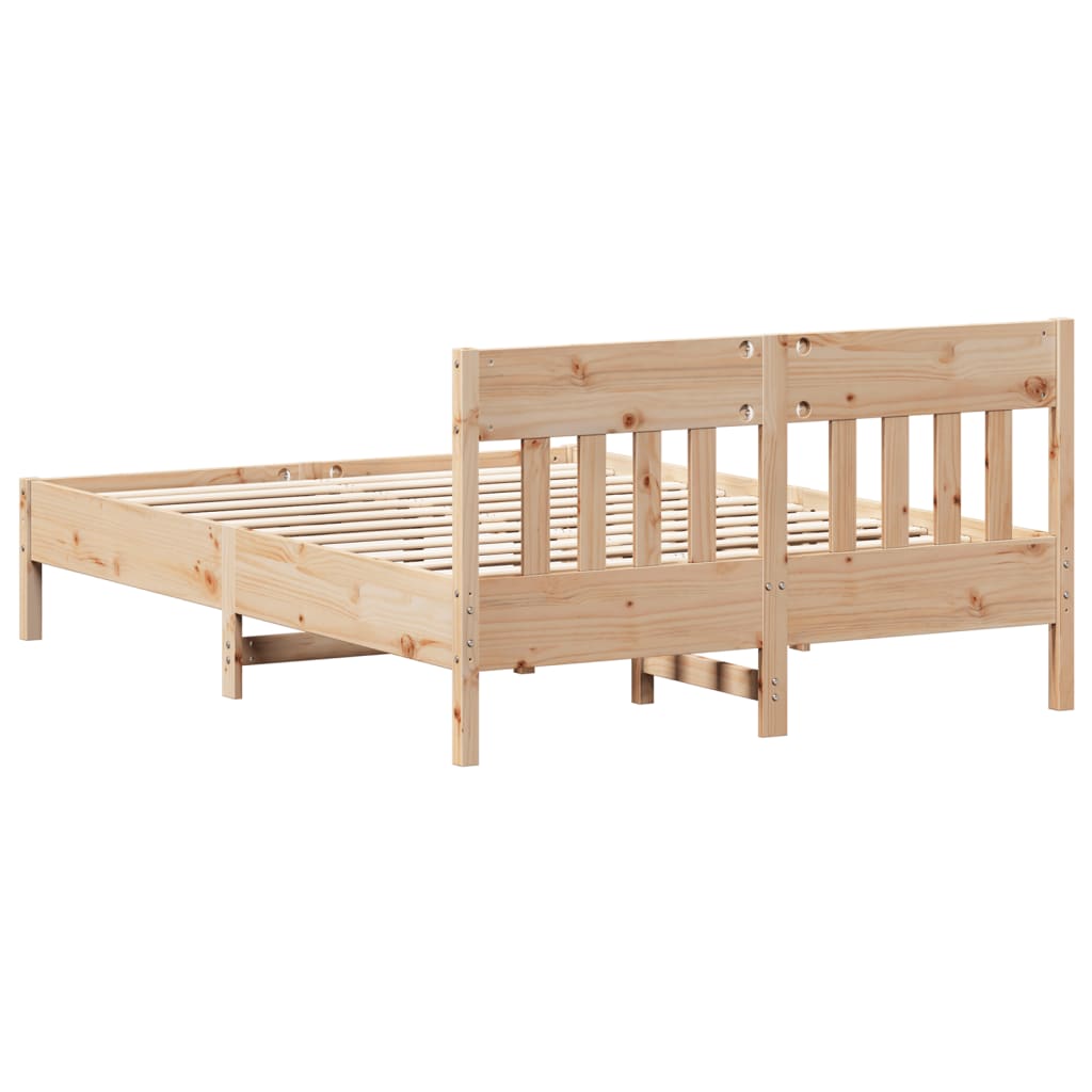Bed Frame without Mattress Solid Wood Pine Length 200 cm Natural 140 cm