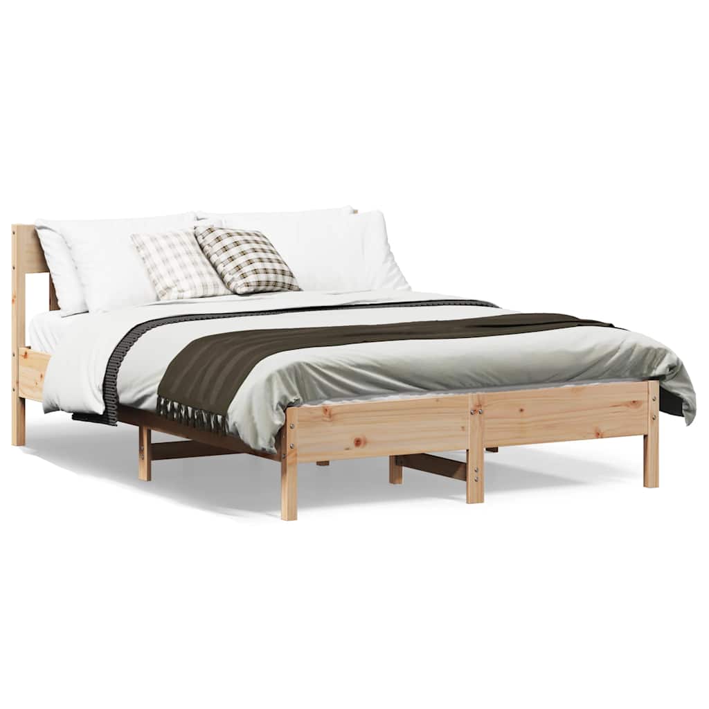 Bed Frame without Mattress Solid Wood Pine Length 200 cm Natural 120 cm
