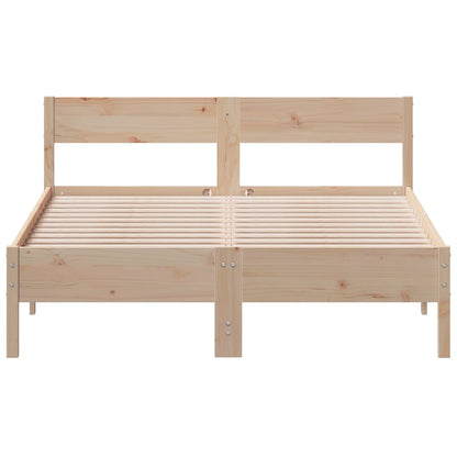 Bed Frame without Mattress Solid Wood Pine Length 200 cm Natural 140 cm