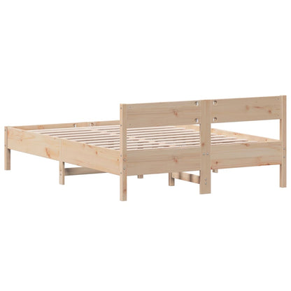 Bed Frame without Mattress Solid Wood Pine Length 200 cm Natural 140 cm