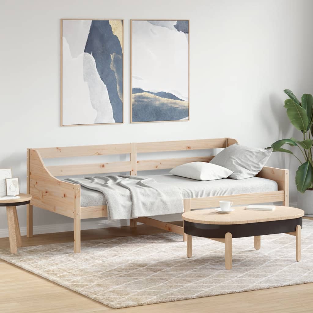 Day Bed without Mattress Solid Wood Pine Natural 90 cm 200 cm