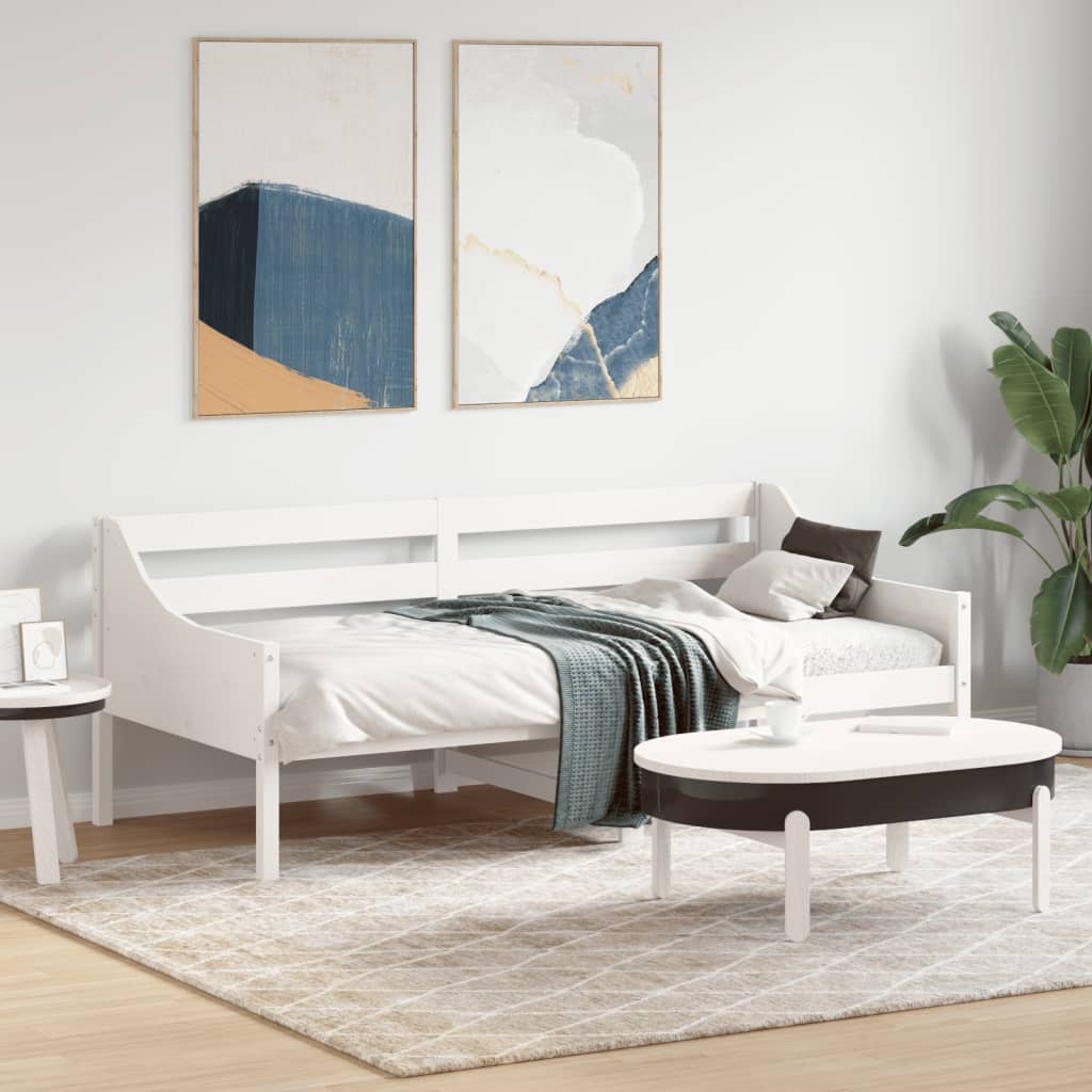 Day Bed without Mattress Solid Wood Pine White 90 cm 190 cm