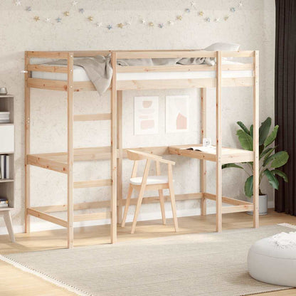 Loft Bed without Mattress Solid Wood Pine Natural 100 cm