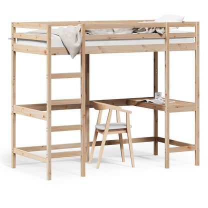 Loft Bed without Mattress Solid Wood Pine Natural 90 cm