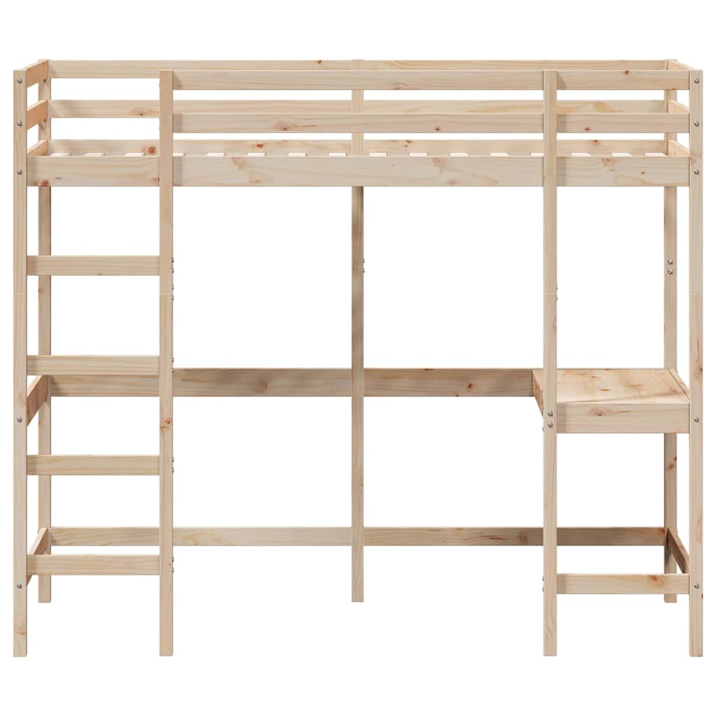 Loft Bed without Mattress Solid Wood Pine Natural 90 cm
