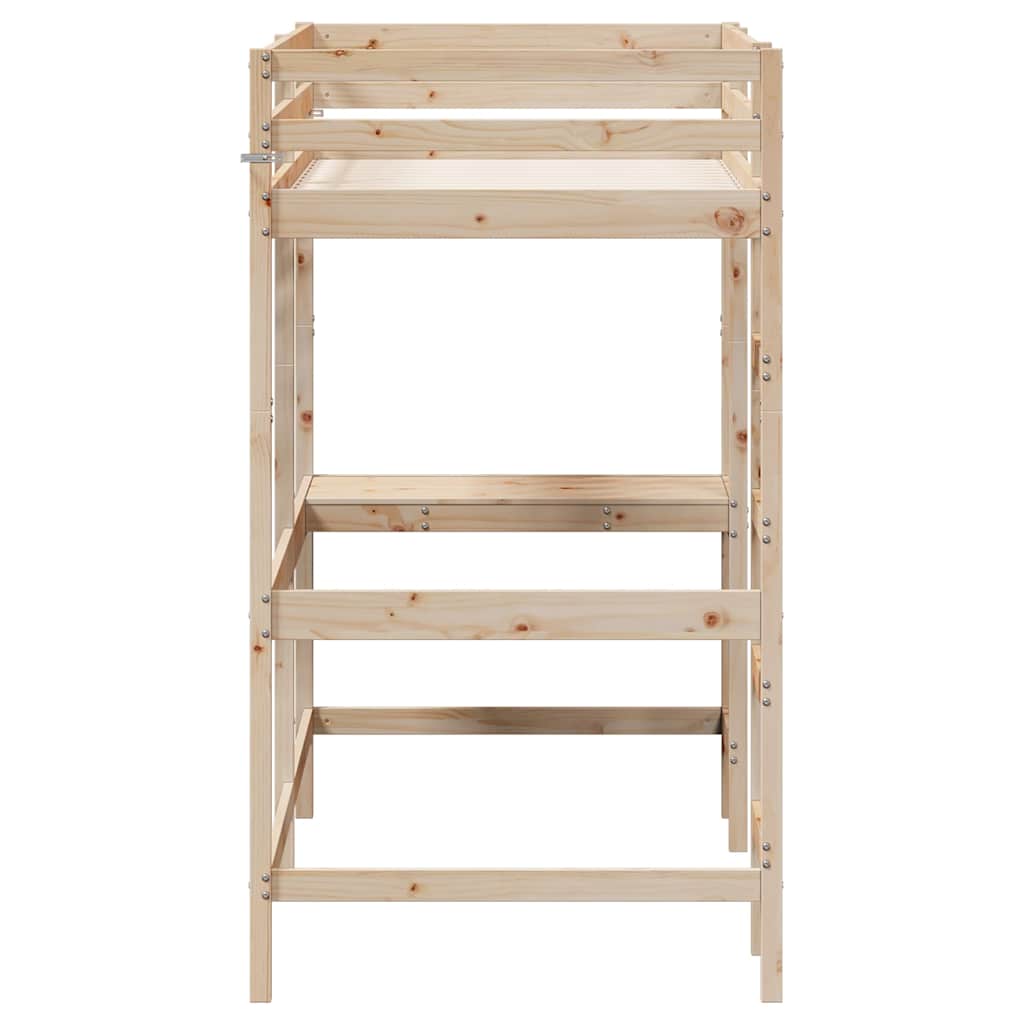 Loft Bed without Mattress Solid Wood Pine Natural 90 cm