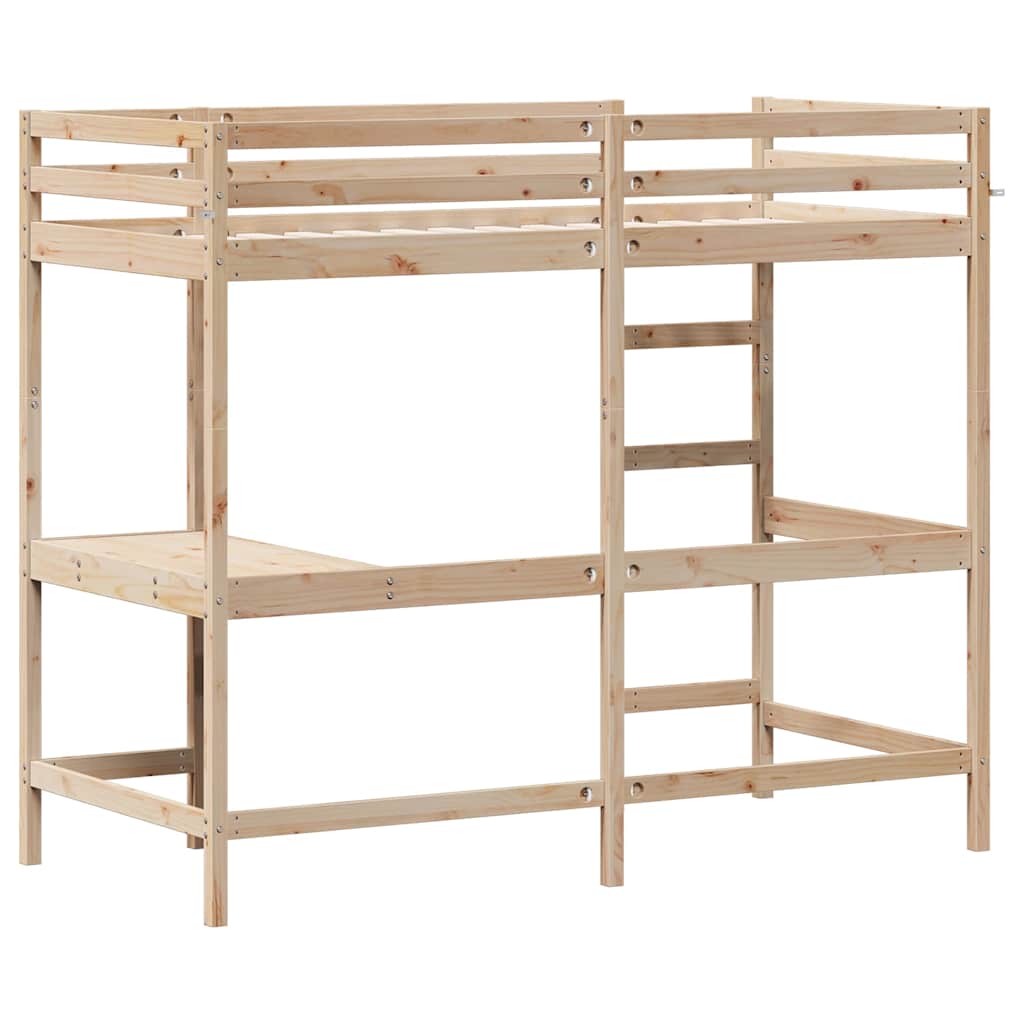 Loft Bed without Mattress Solid Wood Pine Natural 90 cm