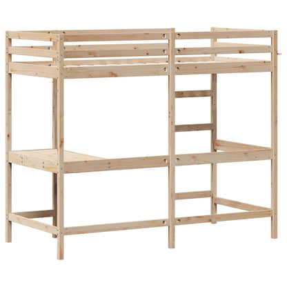 Loft Bed without Mattress Solid Wood Pine Natural 90 cm