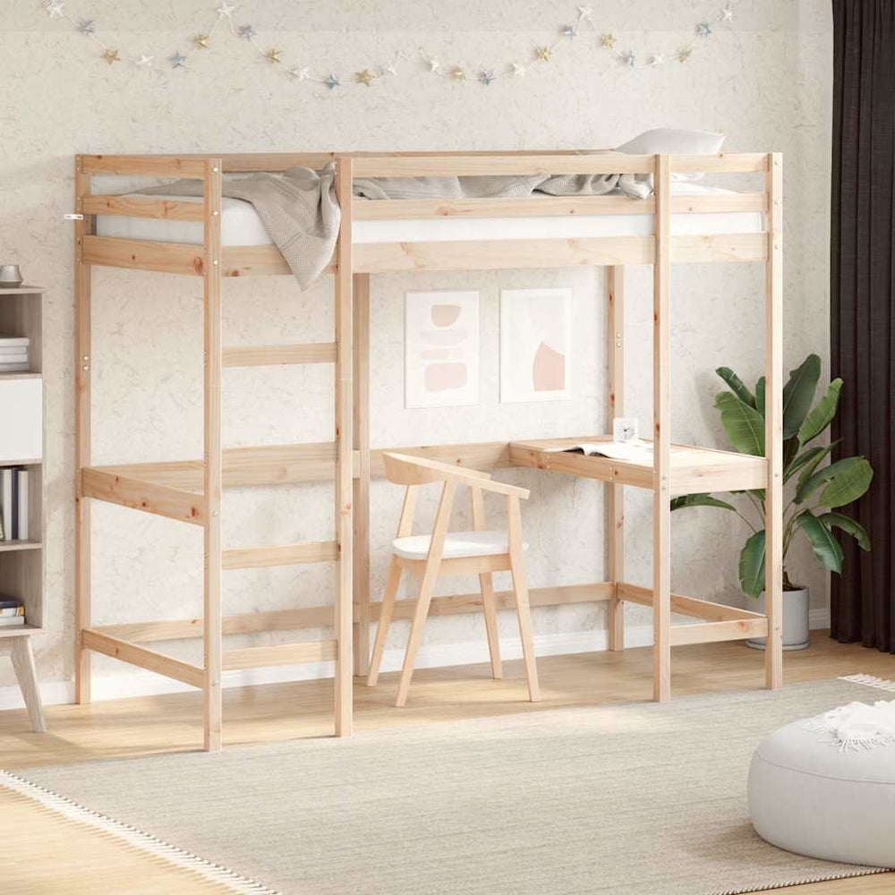 vidaXL Loft Bed without Mattress Solid Wood Pine