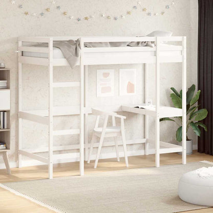 Loft Bed without Mattress Solid Wood Pine White 90 cm