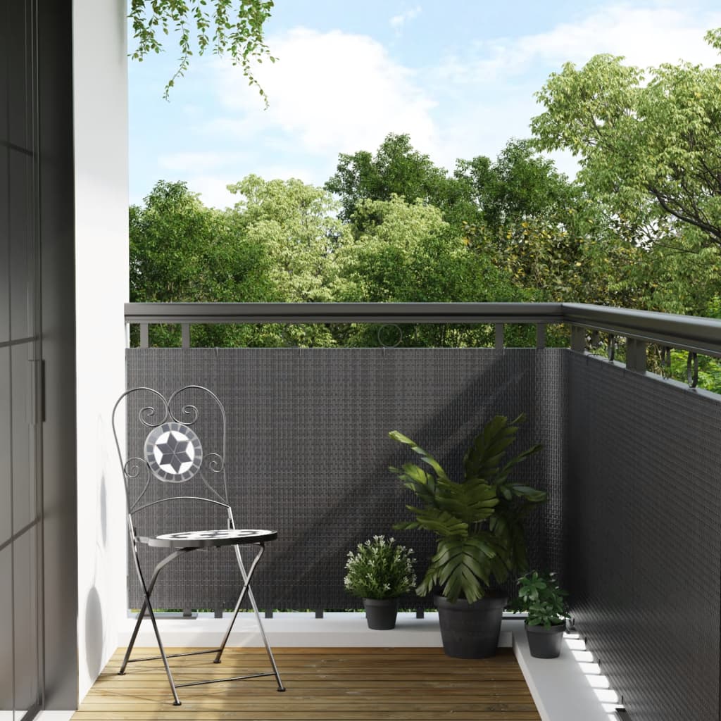 Balcony Screen 600x90 cm Poly Rattan Anthracite