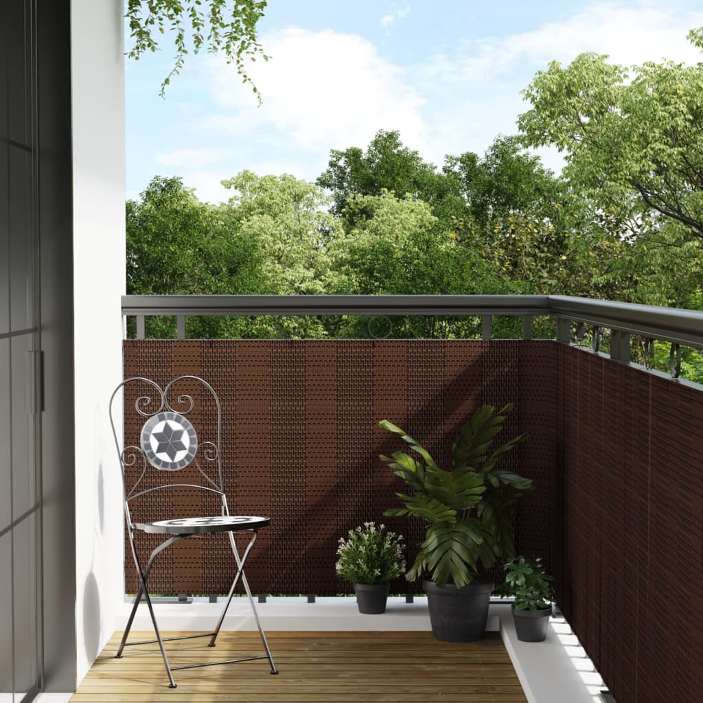 Balcony Screen 600x90 cm Poly Rattan Brown and black