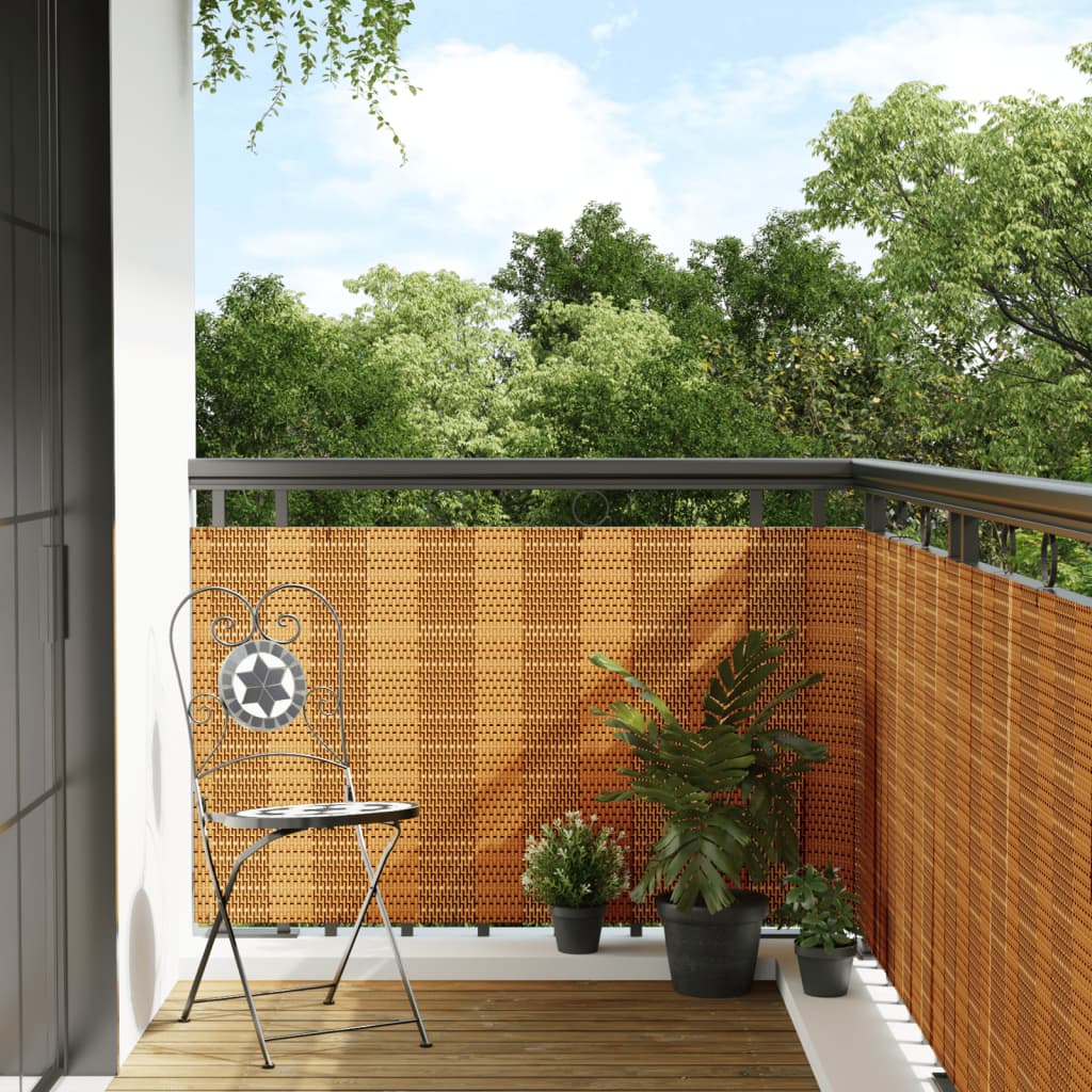 Balcony Screen 500x80 cm Poly Rattan Light brown