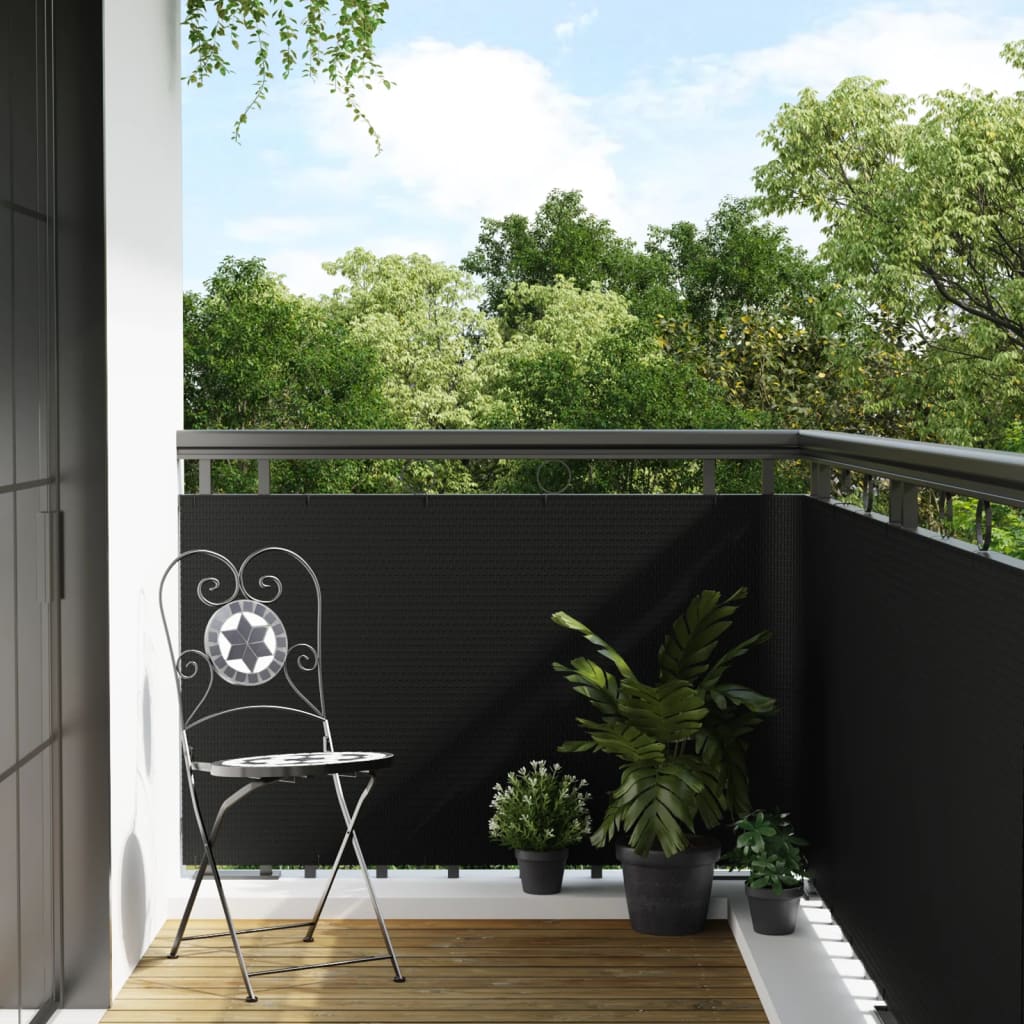 Balcony Screen 500x80 cm Poly Rattan Black