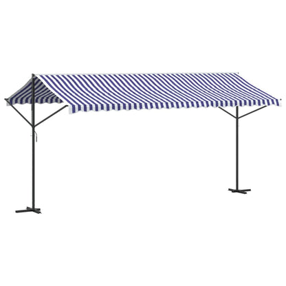 vidaXL Free Standing Awning Blue and White 500x300 cm Fabric and Steel 2