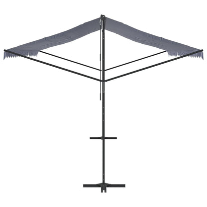 vidaXL Free Standing Awning Blue and White 500x300 cm Fabric and Steel 4