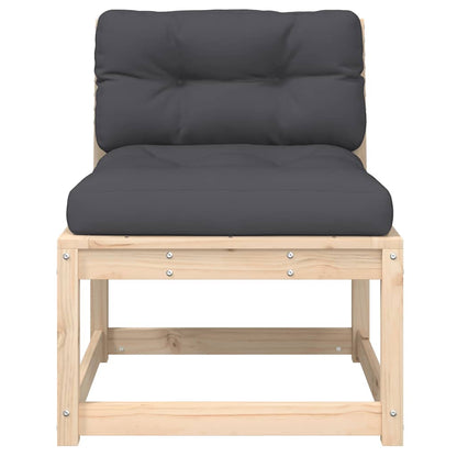 Garden Sofa Solid Wood Pine Natural pine with cushions 1