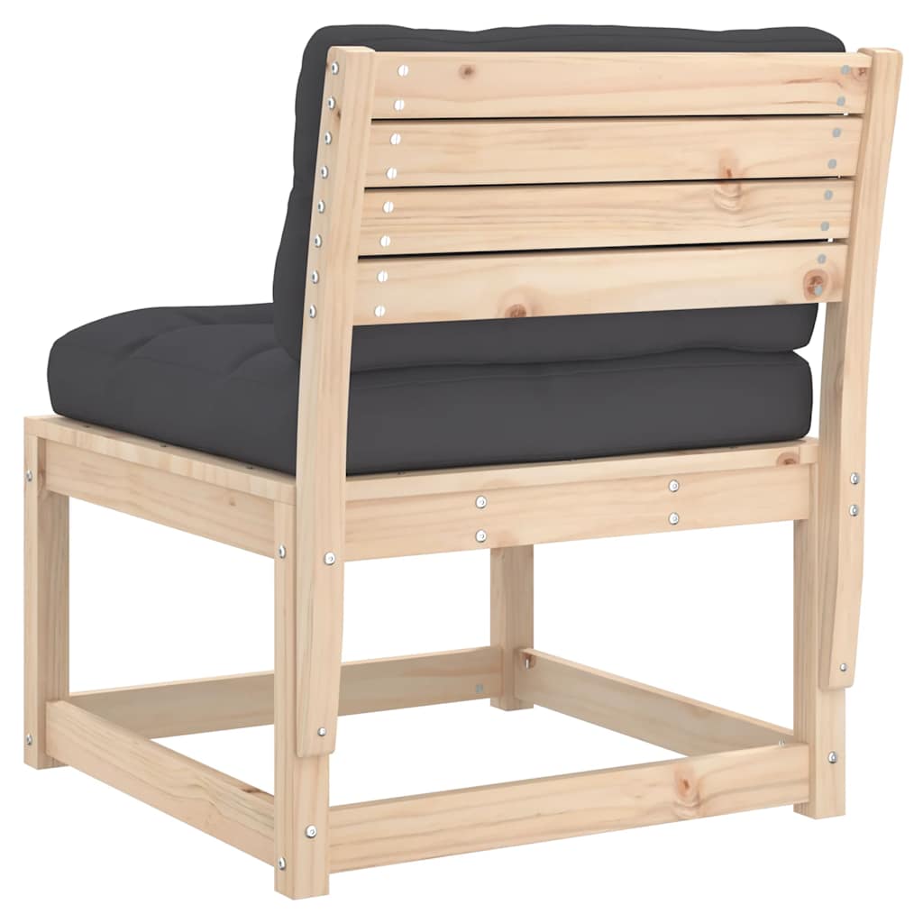 Garden Sofa Solid Wood Pine Natural pine with cushions 1