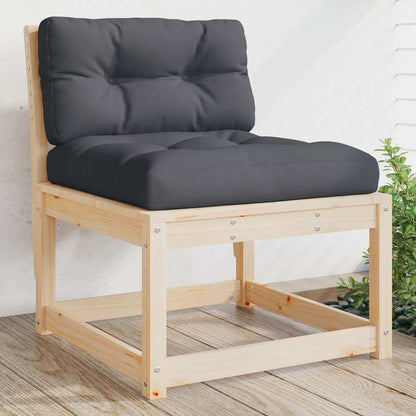 Garden Sofa Solid Wood Pine Natural pine with cushions 1
